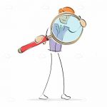 Illustrated Man with Giant Magnifying Glass